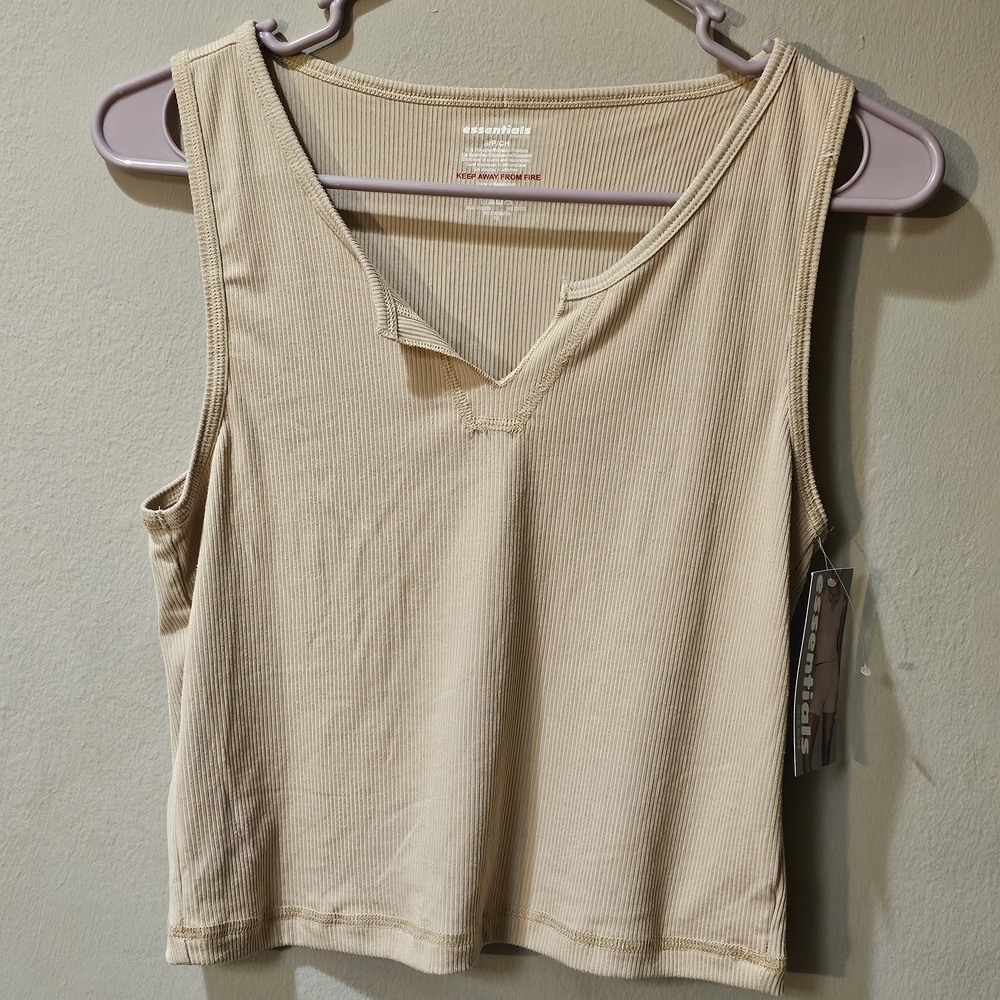 Essentials Tan Ribbed Tank Top - Picture 2 of 6